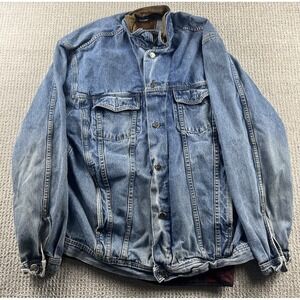 Vintage Out Of Character Denim Jacket Mens 2XL Removable Plaid Liner Western 90s